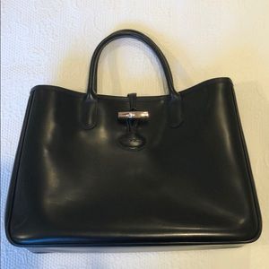 Longchamp Black Roseau Leather Tote -Great Cond.!!